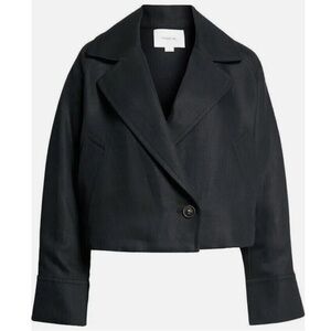 Vince crop cotton/linen blend blazer jacket | large | black
